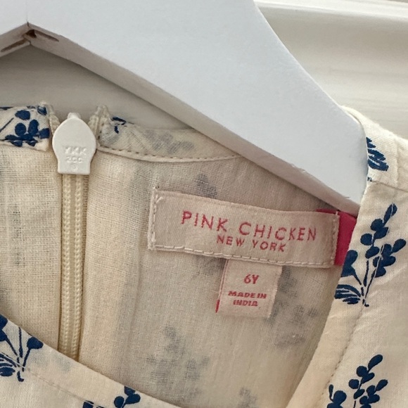 Pink Chicken Cream and Blue Floral Dress - Size 6 - Picture 5 of 6